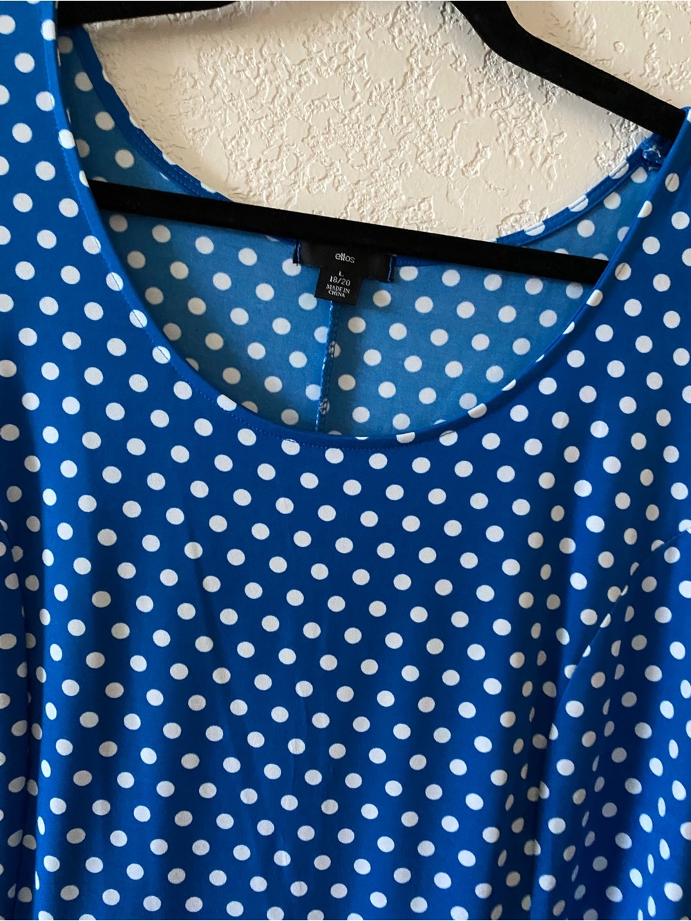 Ellos Blue and White Polka Dot Top Size 18
